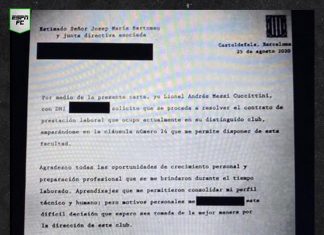 Filtraron el burofax de renuncia que Messi le envió al Barcelona.