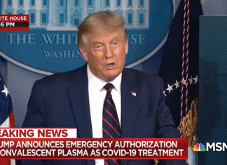 Trump anunció la autorización de emergencia del uso de plasma contra el Covid-19.