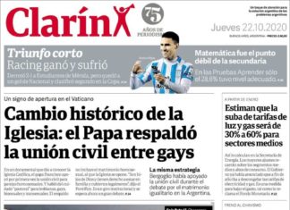 Tapa de los diarios de hoy: jueves 22 de octubre de 2020.